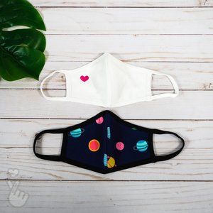 2 PACK KIDS SPACE PLANET FACE MASK COTTON WASHABLE